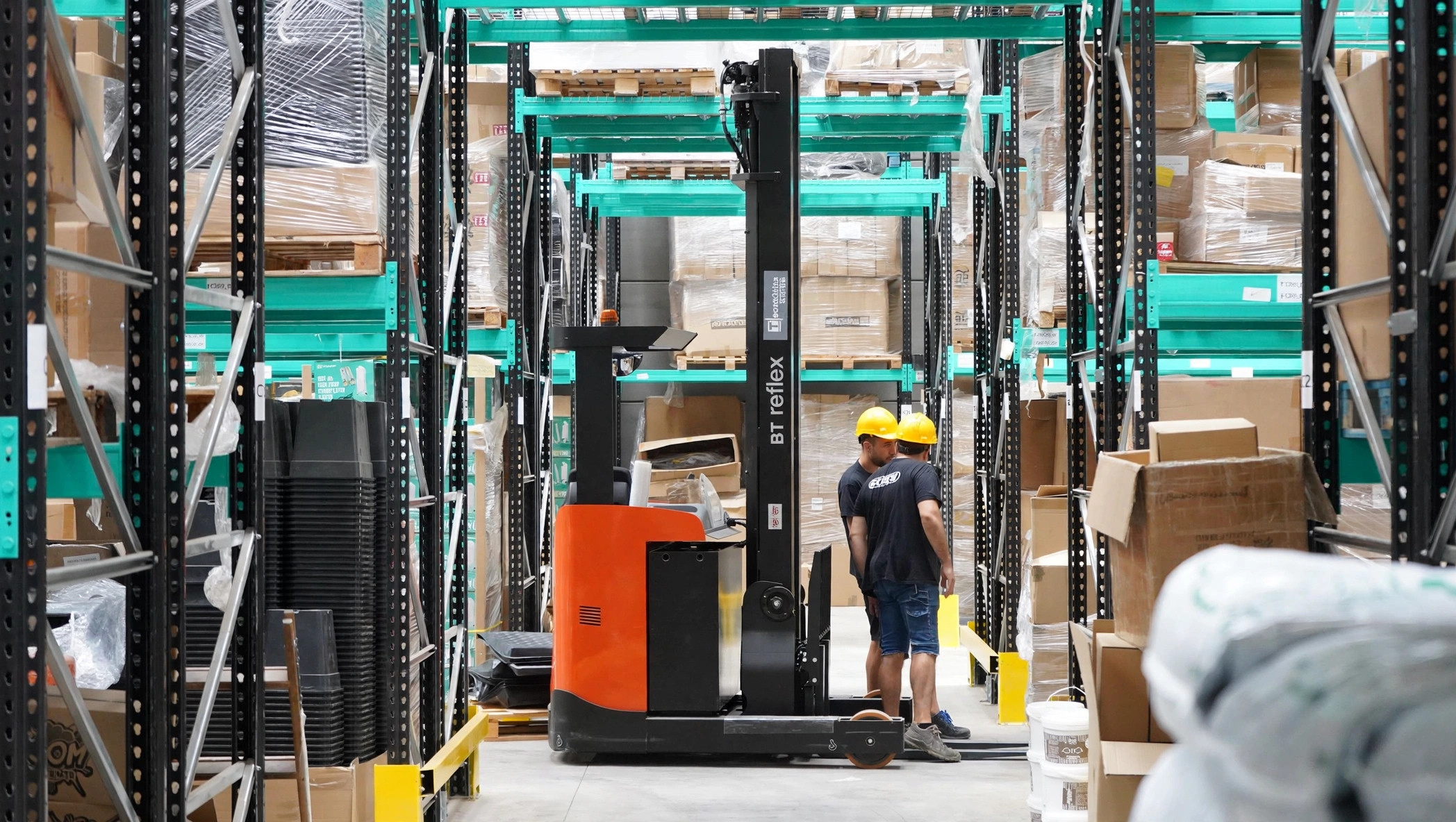 Forklift operator training in a warehouse